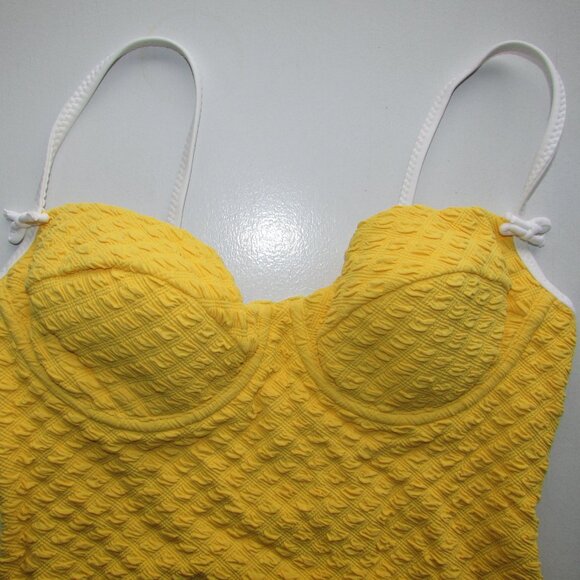 MODA International Yellow Textured 1 Piece Swimsuit - Sz 8B - NEW - Picture 4 of 10